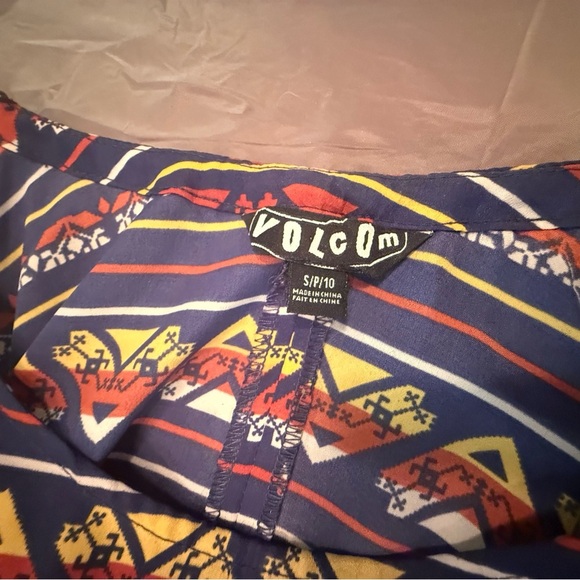 Volcom Blue/Red Peer Pressure Asymmetrical Handkerchief Hem Sundress Size Small - Picture 4 of 8